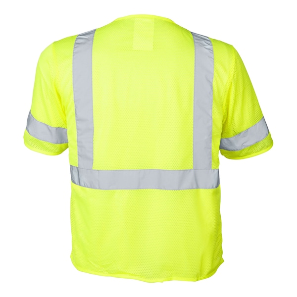 Flame-Retardant Polyester Mesh Vest Class 3 W/ 5 Pockets (Lime/Medium)